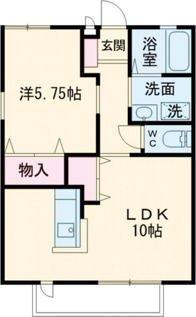 Kヒノデパナハイツ(1LDK/2階)の間取り写真