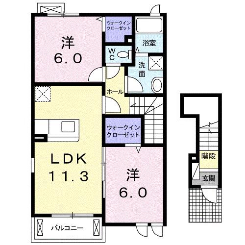 ブリッランテ(2LDK/2階)の間取り写真