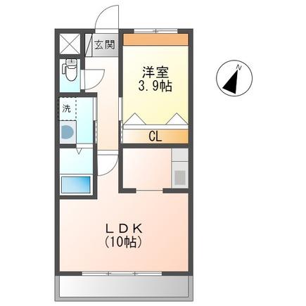 エルディアII(1LDK/1階)の間取り写真