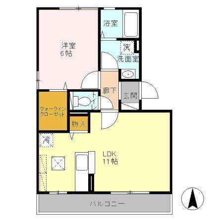 サニークレスト(1LDK/1階)の間取り写真