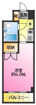 ジョイテル武蔵小杉(1K/3階)の間取り写真