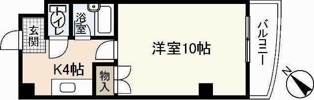 リスティア中筋(1K/1階)の間取り写真