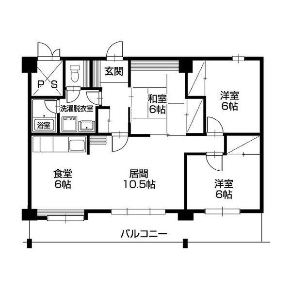 帯広マンション第2(3LDK/8階)の間取り写真