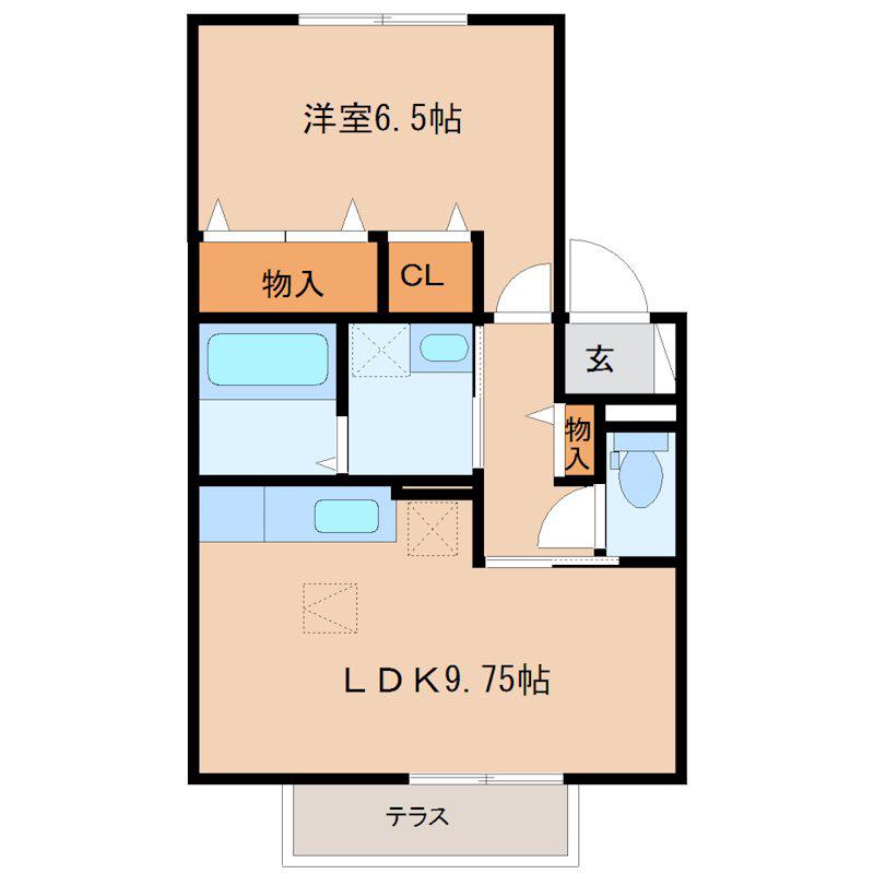 メゾンドルーラル(1LDK/2階)の間取り写真