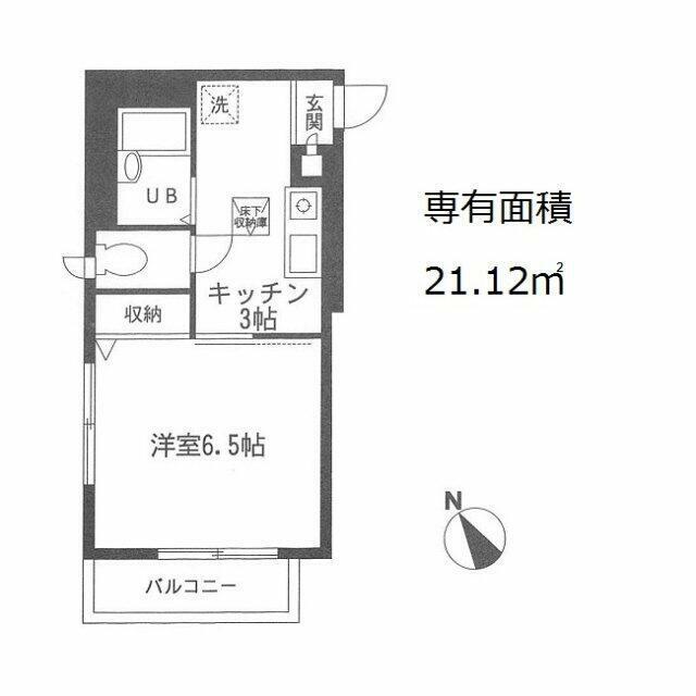 ルミエール西大井(1K/1階)の間取り写真