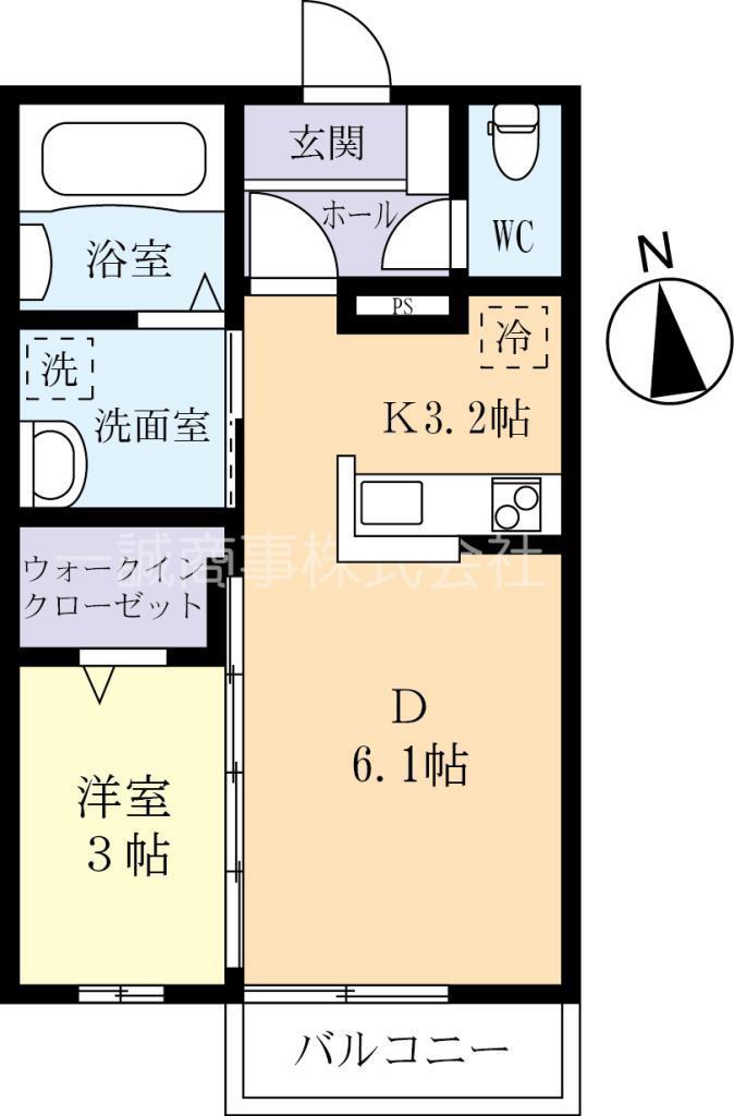 PROUDII(1LDK/1階)の間取り写真