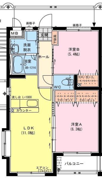 ラヴィドール(2LDK/3階)の間取り写真
