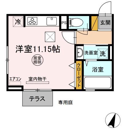 ワイズフォレストIII袖ケ浦(ワンルーム/1階)の間取り写真