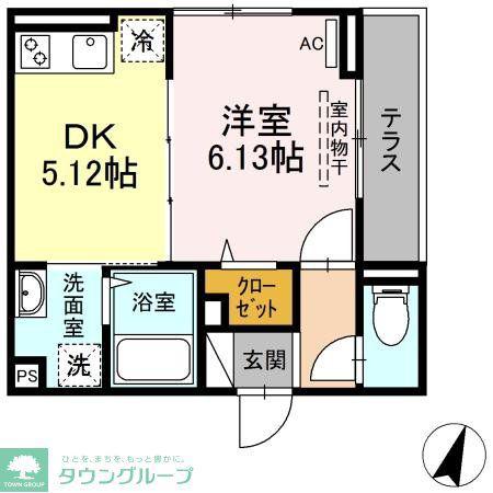 アナシエ南篠崎町II(1DK/1階)の間取り写真