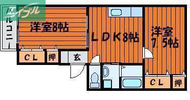 セントハイツ(2LDK/1階)の間取り写真
