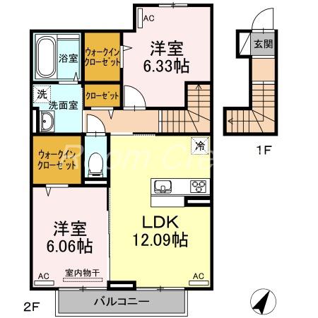 マリーゴールド B棟(2LDK/2階)の間取り写真