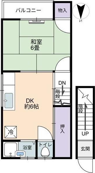 畦崎文化(1DK/2階)の間取り写真