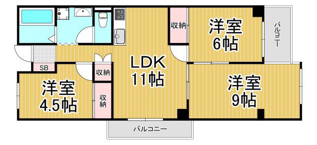 ハイツセピア(3DK/3階)の間取り写真