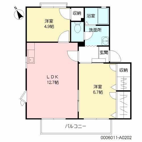 フレグランス常磐A棟(2LDK/2階)の間取り写真