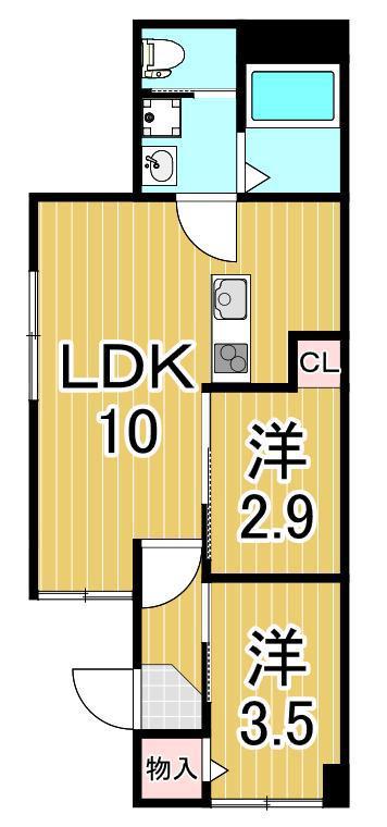 リザーブ北綾瀬(2LDK/1階)の間取り写真