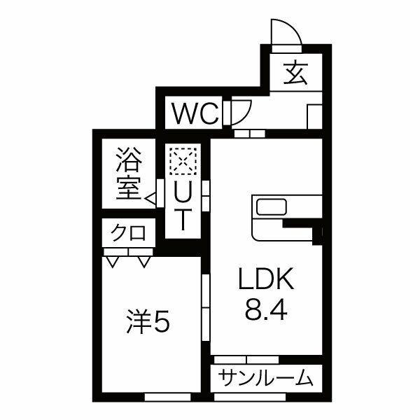 セレッソ袖野田(1LDK/1階)の間取り写真