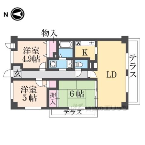 ゼフィール宝塚(3LDK/2階)の間取り写真