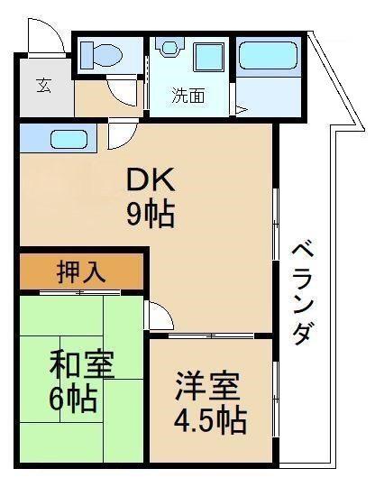 サンライズ成田(2DK/2階)の間取り写真
