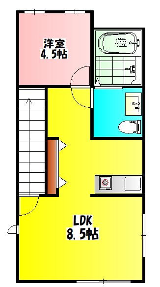 N & MS MAISON B棟(1LDK/2階)の間取り写真