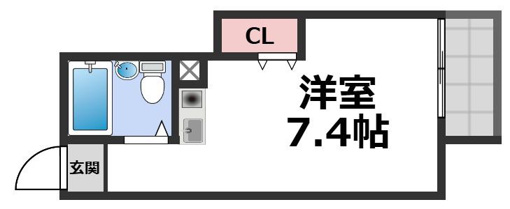 ゆうハイツ流町(ワンルーム/3階)の間取り写真
