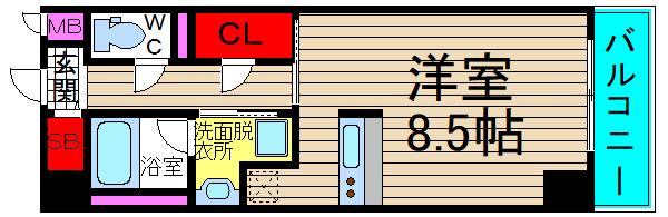 ドゥーエ立売堀(ワンルーム/7階)の間取り写真