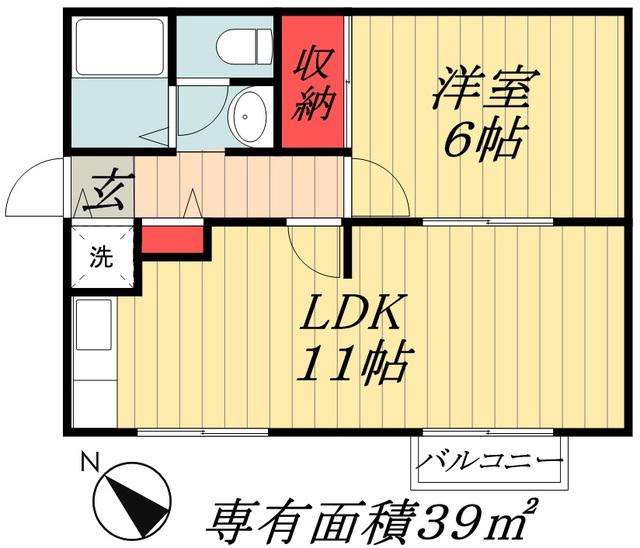 ルミエール(1LDK/1階)の間取り写真