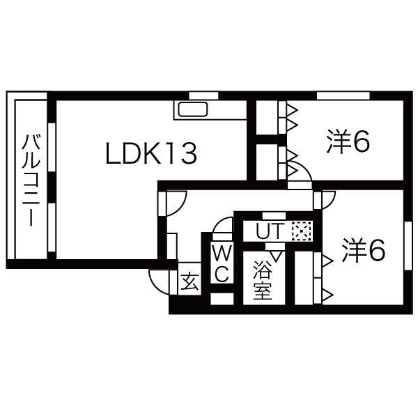 コート半田東 A棟(2LDK/2階)の間取り写真