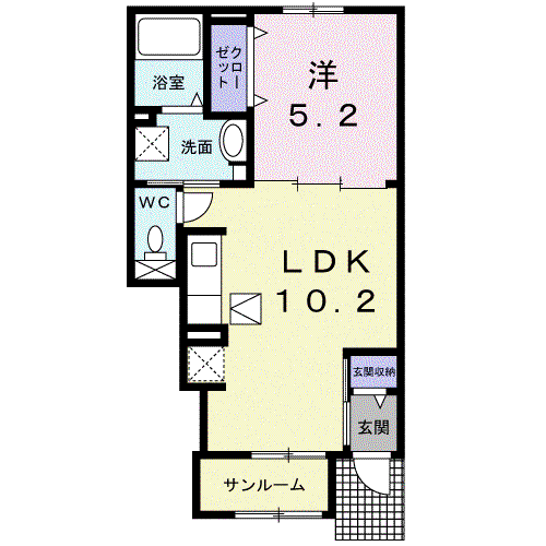 アンフィニ プレジール(1LDK/1階)の間取り写真