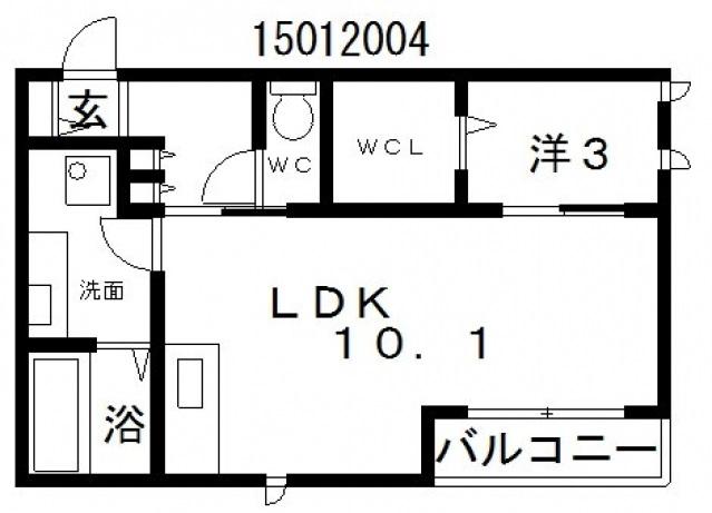 プランドールティワン(1LDK/3階)の間取り写真