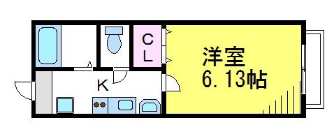 境グリーンハイツ(1K/1階)の間取り写真