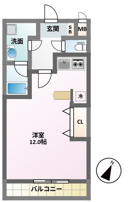 テルマ下祇園(1K/1階)の間取り写真