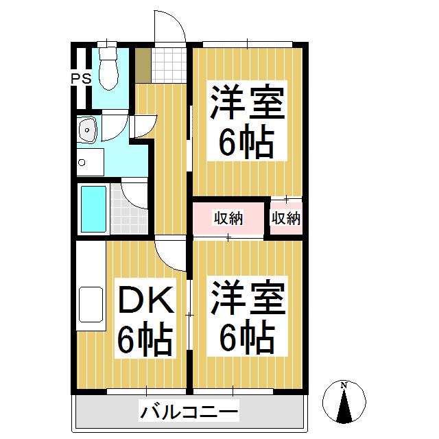 ハイツ太田C棟(2DK/2階)の間取り写真