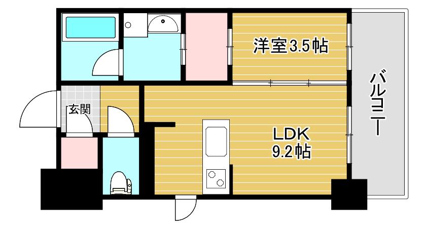 アスヴェル阿波座BLUE EARTH(1LDK/7階)の間取り写真