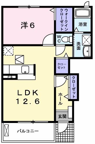 ピングーイースト(1LDK/1階)の間取り写真