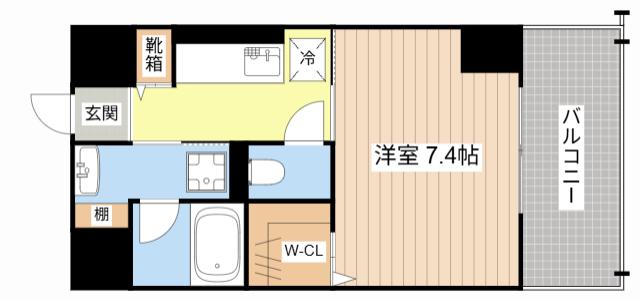 PRONITY HILL(1K/4階)の間取り写真