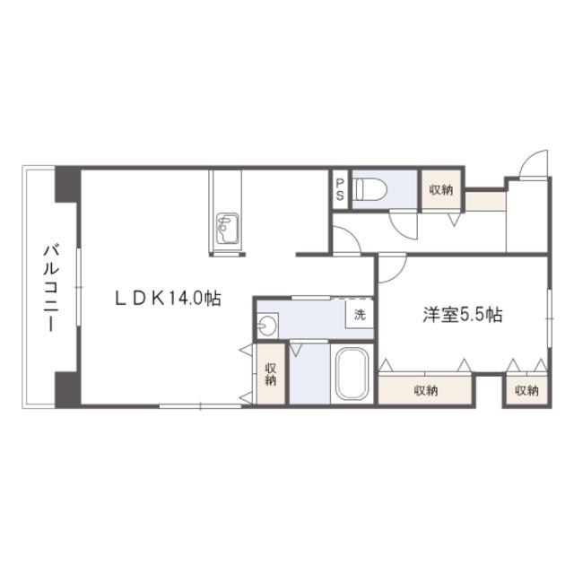 グランディール駅南(1LDK/6階)の間取り写真