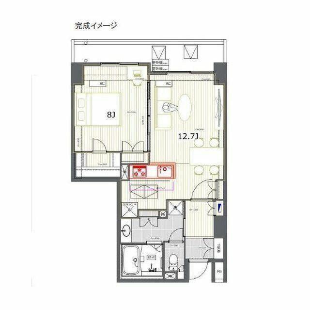 ラサンテ五反田(1LDK/14階)の間取り写真