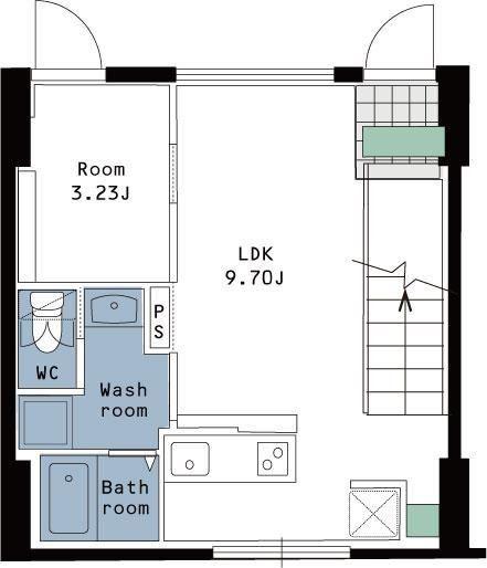 三軒茶屋ヒルズ(1LDK/2階)の間取り写真