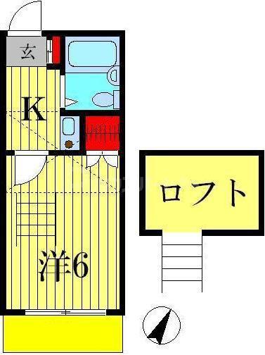 ビレッジKAMEI-D(1K/2階)の間取り写真