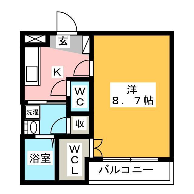 シュタットフルスI(1K/2階)の間取り写真