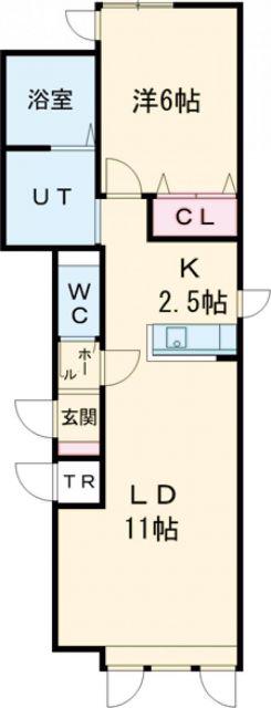 ラテラIIA棟(1LDK/1階)の間取り写真