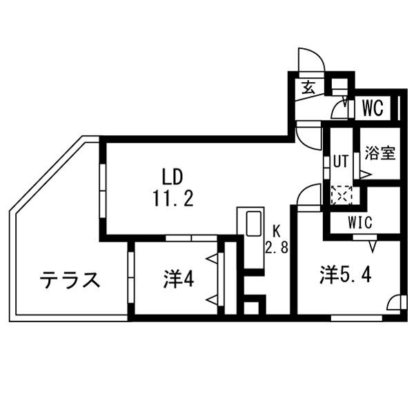 ブランシャール北11東11A棟(2LDK/1階)の間取り写真