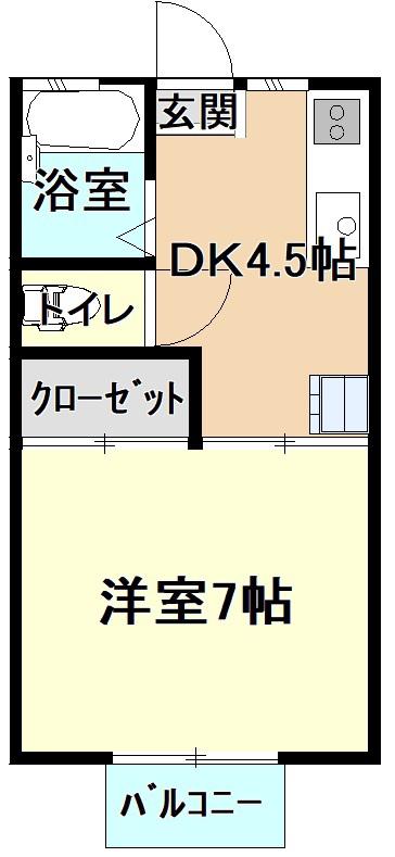 グリーンヒルズ常盤(1K/1階)の間取り写真