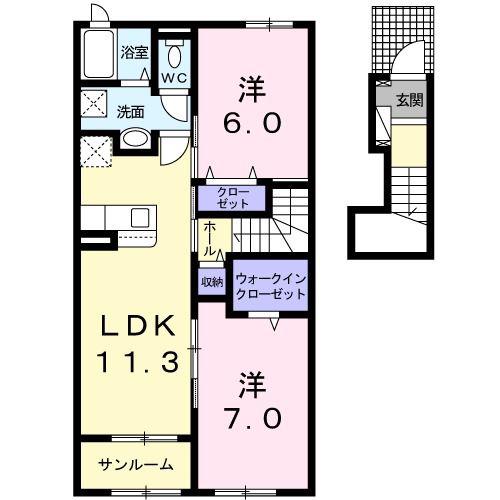 アイ.レジデンス I (2LDK/2階)の間取り写真