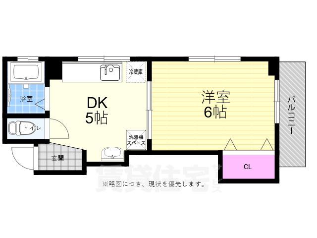 ラフィーネ段原(1DK/1階)の間取り写真