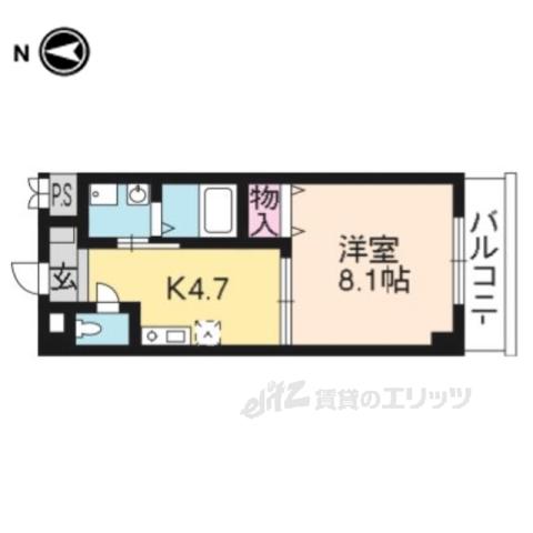 レクサス深草1号館(1K/1階)の間取り写真
