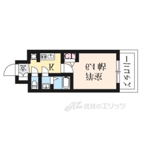 ファステート京都西院パール(1K/4階)の間取り写真