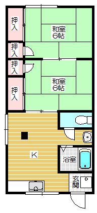 ハイツファミリア(2K/2階)の間取り写真