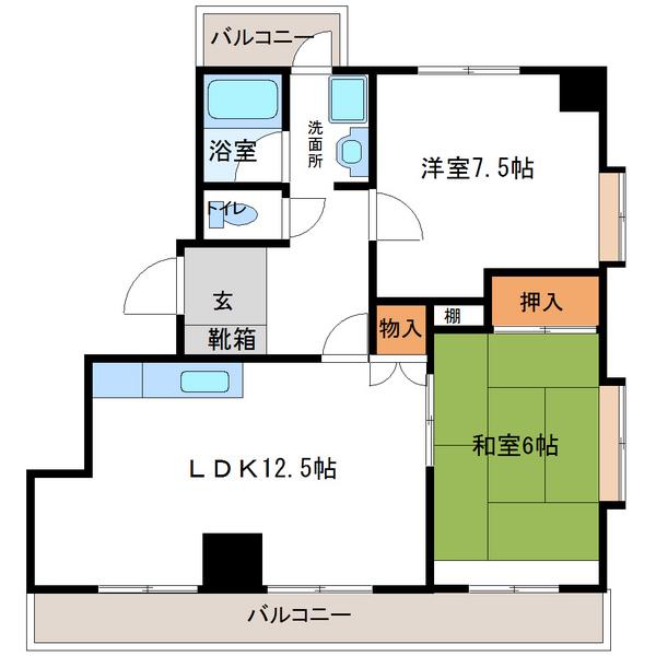田代セントラル(2LDK/4階)の間取り写真