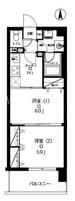カサド笹塚(2K/2階)の間取り写真